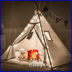 Teepee Tent for Girls Boys Deluxe Set with Smores-Campfire Fairy Lights Sup