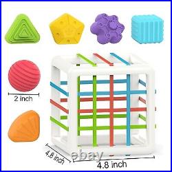 Toddler Developmental Learning ToysSorter Toy Colorful Cube and 6 Pcs Multi Sens