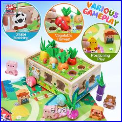 Toddler Montessori Wooden Farm Toys Babies 12-18 Months Toy with Game Map for