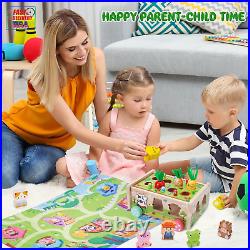 Toddler Montessori Wooden Farm Toys Babies 12-18 Months Toy with Game Map for