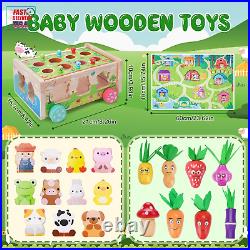 Toddler Montessori Wooden Farm Toys Babies 12-18 Months Toy with Game Map for