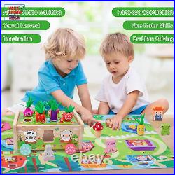 Toddler Montessori Wooden Farm Toys Babies 12-18 Months Toy with Game Map for