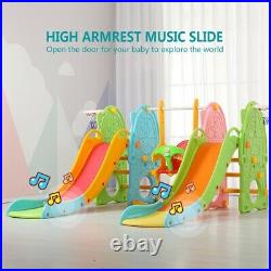 Toddler Slide Swing Set Kids Slide Playset Playground Toy With Basketball Hoop