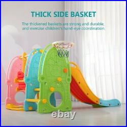 Toddler Slide Swing Set Kids Slide Playset Playground Toy With Basketball Hoop MO