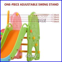 Toddler Slide Swing Set Kids Slide Playset Playground Toy With Basketball Hoop MO