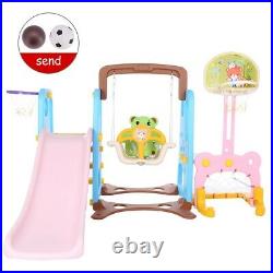 Toddler Slide and Swing Set Kids Slide Playset Playground Toy With Basketball Hoop