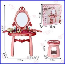 Toddler Vanity Set Kids Toy Vanity Table for Little Girls with Sound & Light