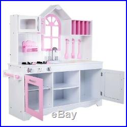 Toy Kitchen for Girls Pretend Play Large Wooden Cooking Kids Playset Best Gift