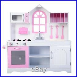 Toy Kitchen for Girls Pretend Play Large Wooden Cooking Kids Playset Best Gift