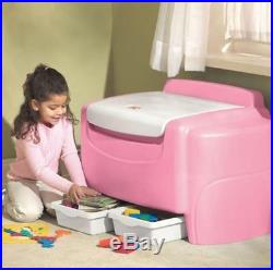 Toy Organizer For Girls Chest Kids Storage Trunk Playroom Bedroom Furniture Pink