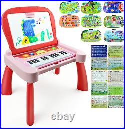 Toys for 3+ Year Old Girls 3 in 1 Activity Table Toddler Toys with 24 Keys Music