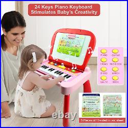 Toys for 3+ Year Old Girls 3 in 1 Activity Table Toddler Toys with 24 Keys Music