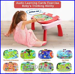 Toys for 3+ Year Old Girls 3 in 1 Activity Table Toddler Toys with 24 Keys Music