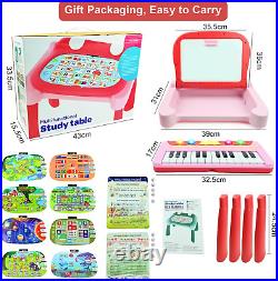 Toys for 3+ Year Old Girls 3 in 1 Activity Table Toddler Toys with 24 Keys Music