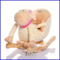 Toys for girls&boys rocking horse soft&plush lamb design sturdy wood rockers
