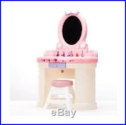 Vanity Set For Girls Little Girl Make Up Table Stool Mirror Light Kids Play Toy