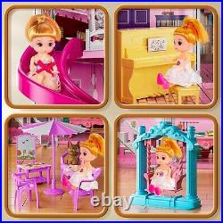 Villa Girls Toys for Kids Ages 3 4 5 6 7-12 Rooms Indoor Toys with 2 Dolls To