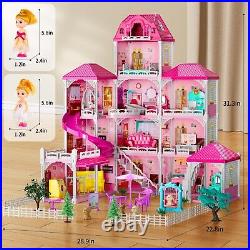 Villa Girls Toys for Kids Ages 3 4 5 6 7-12 Rooms Indoor Toys with 2 Dolls To