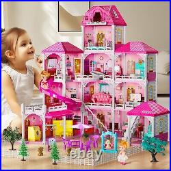 Villa Girls Toys for Kids Ages 3 4 5 6 7-12 Rooms Indoor Toys with 2 Dolls To