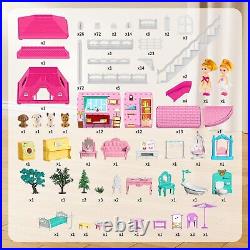 Villa Girls Toys for Kids Ages 3 4 5 6 7-12 Rooms Indoor Toys with 2 Dolls To