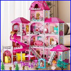 Villa Girls Toys for Kids Ages 3 4 5 6 7-12 Rooms Indoor Toys with 2 Dolls To