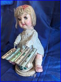 Vintage 1950s-1960s Porcelain Toy Girl Playing The xylophone Made In China