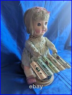 Vintage 1950s-1960s Porcelain Toy Girl Playing The xylophone Made In China