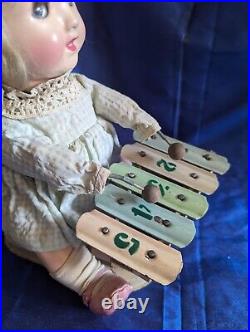 Vintage 1950s-1960s Porcelain Toy Girl Playing The xylophone Made In China