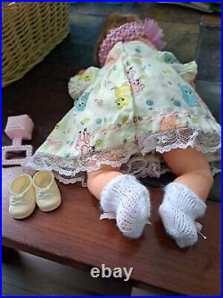 Vintage 1960's 14 OTT-14 Ideal Toy Co. Thumbelina Baby Doll Working