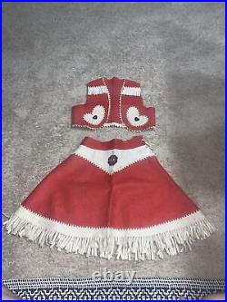 Vintage Child Red Cowgirl Felt Vest Dress Skirt Kid Girls MADE IN USA