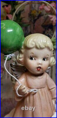 Vintage Fine A Quality Japan Sweet girl Figurine BALLOON & GIRAFFE pull toy