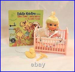 Vintage Liddle Kiddles Baby Liddle Diddle (1966-67) doll crib blanket pillow ++