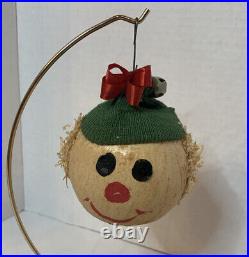 Vintage USA Christmas Snowman Tutti Frutti Suprise ball Toy Snowman Head Girl