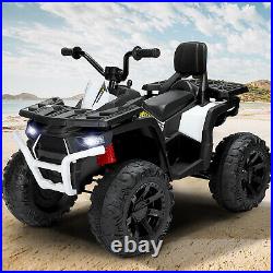 White Electric 12V Ride On Car ATV Quad LED Light Music 2 Speed Boy Girl ToyGift