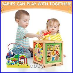 Wooden Activity Cube 6 in 1 Montessori Toys Educational Learning Sensory Toys