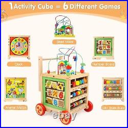 Wooden Activity Cubes 6 in 1 Montessori Toys, Educational Learning Sensory Toys