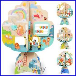 Wooden Activity Tree Center Activity Cube and Learning Table for Toddlers