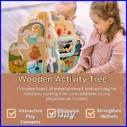 Wooden Activity Tree Center Activity Cube and Learning Table for Toddlers