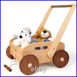 Wooden Baby Walker, Adjustable Speed Push Toys for Babies Learning to Walk, N