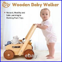 Wooden Baby Walker, Adjustable Speed Push Toys for Babies Learning to Walk, N