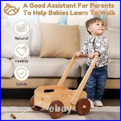 Wooden Baby Walker, Adjustable Speed Push Toys for Babies Learning to Walk, N