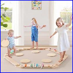 Wooden Balance Beam, 6 PCS Toddler Balance Boards, Montessori Balance Beam