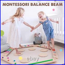Wooden Balance Beam, 6 PCS Toddler Balance Boards, Montessori Balance Beam