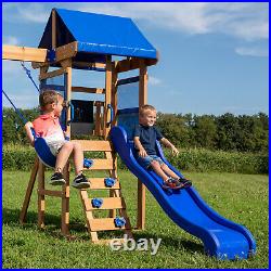 Wooden Cedar Swing Set Kids Boys Girls Outdoor Backyard Family Fun Slide Playset