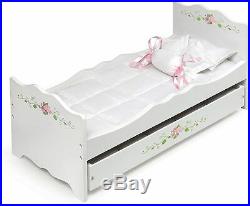 Wooden Doll Bed 20 with 4 Pillows 2 Deluxe Mats Bedding American Girl Play Toy
