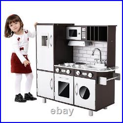 Wooden Kitchen Play Set Kids Cooking Pretend Play Toy for Toddlers Boys Girls