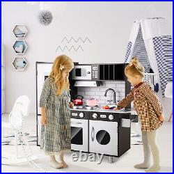 Wooden Kitchen Play Set Kids Cooking Pretend Play Toy for Toddlers Boys Girls