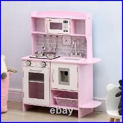 Wooden Play Kitchen With Lights, Imaginative Toy Boys & Girls Kitchen Playset