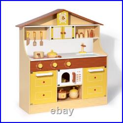 Wooden Pretend Play Kitchen Set for Kids Toddlers Toys Gifts Boys and Girls