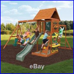 Wooden Swing Set Outdoor Backyard Playground Slide Playset For Kids Boy Girl New
